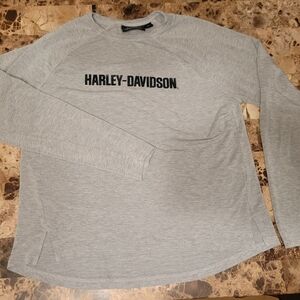 Harley-Davidson Gray Long Sleeve Tee Classic Crew Neck